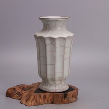 Chinese Porcelain Song Dynasty Guan Kiln White Glaze Vases 7.87''