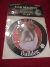 I Love My Bulldog Car Magnet Round Magnet Car Truck Fridge