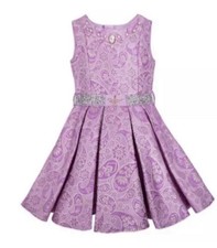Disney Toddler Girls Princess Jasmine Fancy Purple Brocade Sparkly Dress sz 3