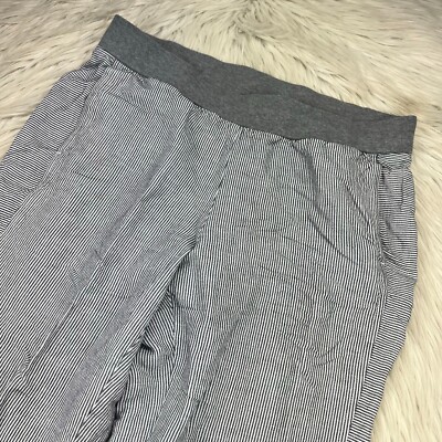 J. Jill Women's S White Gray Striped Pull On Linen Blend Pants