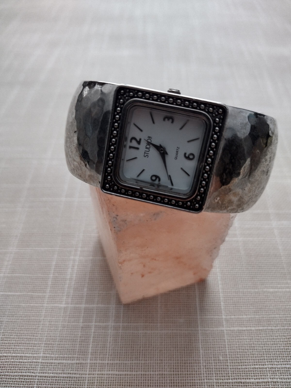 Studio Silver Tone Dial Hinge Bangle Bracelet Ban… - image 1