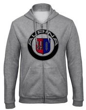ALPINA Logo Auto Kapuzenpullover Hooded Sweatjacke mit Reißverschluss-9363_Grau