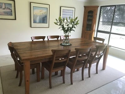 Rustic Wooden Dining Table Seats 8 10 Solid Timber 247 Cm Long Rustic Wooden Dining Table Seats 8 10
