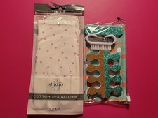 NEW Walgreens Cotton Spa Gloves/5 Pc. Pedicure Kit