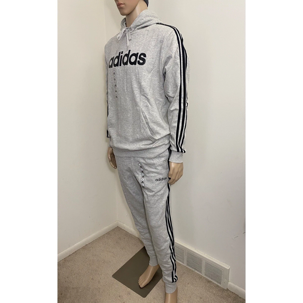 Torrent Suri Overgave Adidas Essential 3-Stripe Logo Hoodie &amp; Joggers Sweatpants Outfit S M L  XL 2XL | eBay