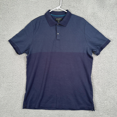 Banana Republic Men's Dress Polo Shirt Large L Blue Golf Geometric