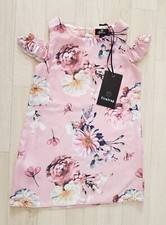 Image of FIRETRAP girls 18 - 24 months FLORAL COLD SHOULDER DRESS occasion BABY PINK