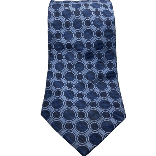 Valentino by Aurelio Mens Tie 100% Silk Blue Circles Designer - Picture 2 of 7