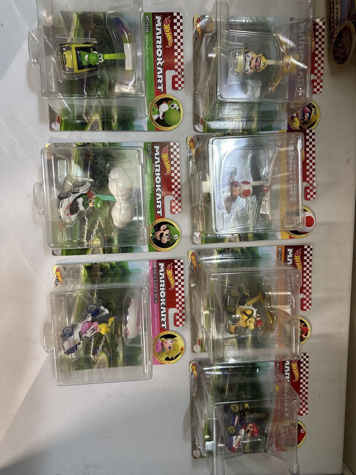 Hot Wheels Mario Kart Paragliders  Lot Of 6 Mario Luigi Peach Bowser Yoshi Toad