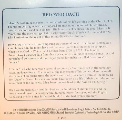 Bach - "Three Suites For Orchestra" - ( CD - PPI Entertainment ) - Picture 2 of 4
