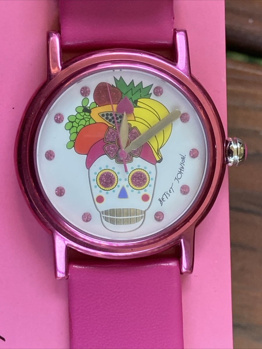 Betsey Johnson Pink Rio Sugar Skull Fruit Watch Crystals  display picture 1