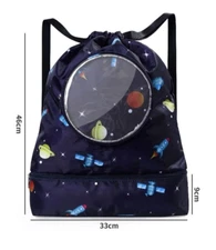 Gym Drawstring Backpack Water Resistant Nylon Cinch Travel Sport Bag in Space