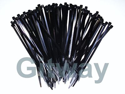 1000 8'' Long UV Nylon Plastic Black Wire Cable Loop Zip Tie Ty Ties Wraps 40#