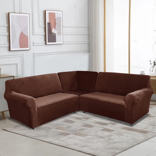 7 Seater L Shape Sofa Cover Velvet 3-Piece Corner Sectional Couch Sofa Slipcover - Picture 97 of 103