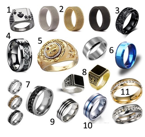 Anillos para hombre acero inoxidable titanio ónix sello banda de boda pulgar |