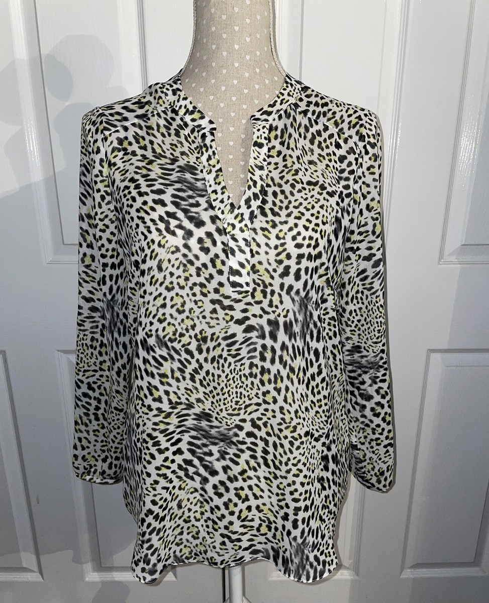 Wallis Petite Size S Animal Leopard Print Black Yellow Mix Sheer