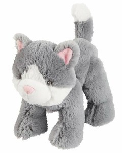 gray and white stuffed cat