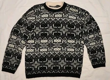 Vintage Gitano Knits Womens Sweater Black White Snowflakes Small/Medium ? USA 