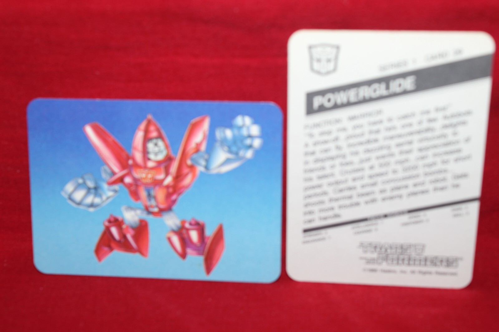 1985 Hasbro Transformers Card Powerglide #29 Autobots Series 1