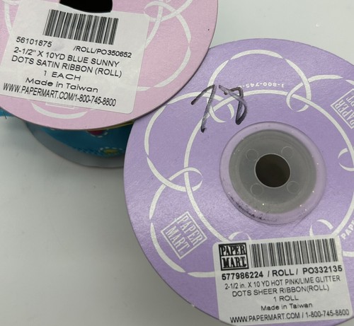 Lote de 2 Cintas con Cable Usadas Lunares Azules Lunares Brillo Artesanal 2.5" Ancho - Imagen 4 de 4