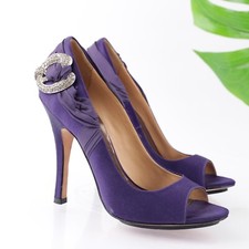 Badgley Mischka Women Eavan Pump Size 7.5 Purple Rhinestone High Heel Dress Shoe