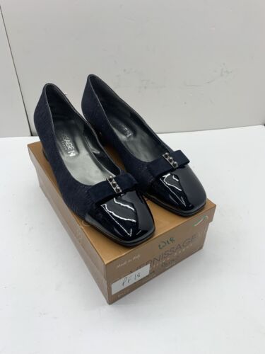 Ladies navy blue stylish slip on high heel shoes office work party EU40 UK6.5 - Picture 1 of 9