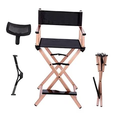 Folable Makeup Artist Stool Chair, Protable Tall Folding Directors Rose Gold