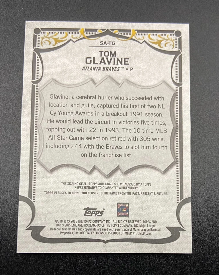 Tom Glavine - Topps Supreme 2015 automático/autógrafo #SA-TG Braves Salón de la fama Foto 4 de 4
