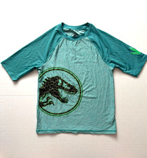 Jurassic World child's short sleeve swim shirt/rashguard L 10/12