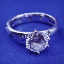 Size 5, vintage Sterling 925 silver engagement ring with cz