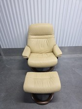 Ekornes Stressless "Sunrise" Large Leather Recliner and Ottoman  Paloma Kitt