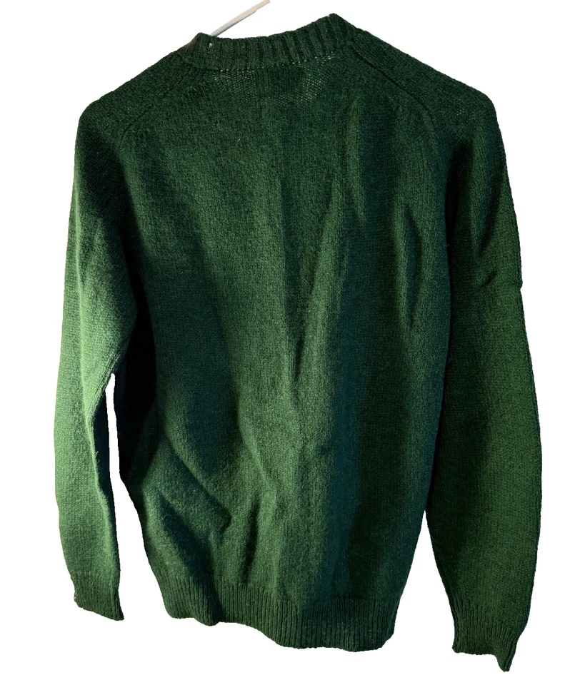 Винтажный шерстяной свитер Alan Paine Shetland Англия ТЕМНО-зеленый размер 40 M (читайте) - Изображение 2 из 4