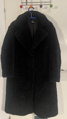 B & L Fake Fur Teddymantel Schwarz 