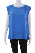 J Crew Womens Sleeveless Scoop Neck Boxy Blouse Top Blue Size 8