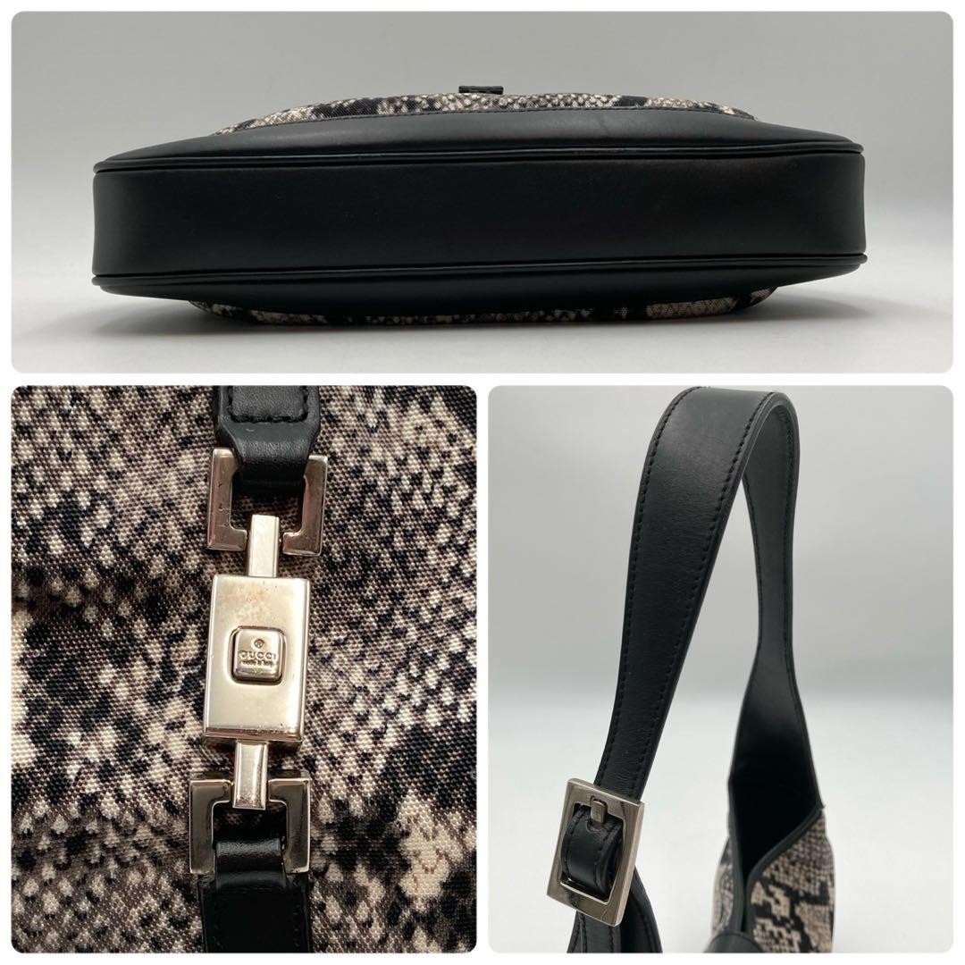 GUCCI Jackie One Shoulder Bag Black Python Print … - image 9