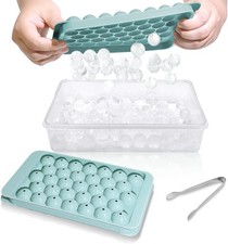Ice Cube Trays for Freezer with Lid & Bin - Round Ice Ball Maker BPA Free 2 Pack