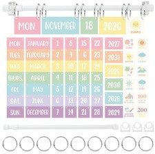 Pastel Flip Calendar Bulletin Board Set 68 Cards Adjustable Holder Weather