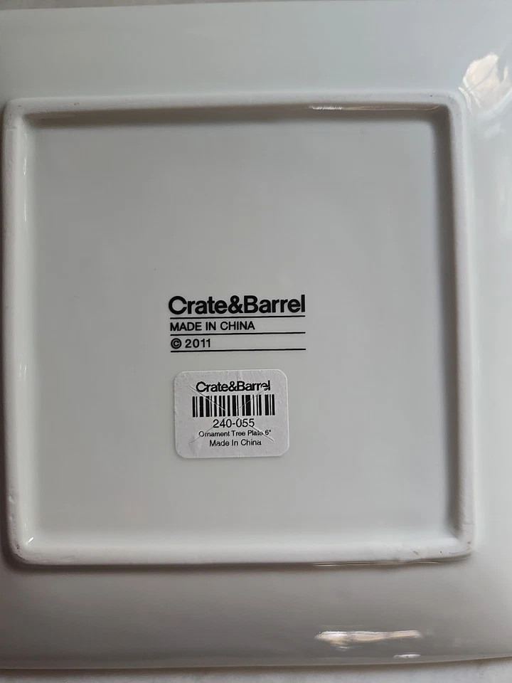 NEW 4 Crate & Barrel Christmas Tree 6" Square Appetizer Plates - Image 3 of 4