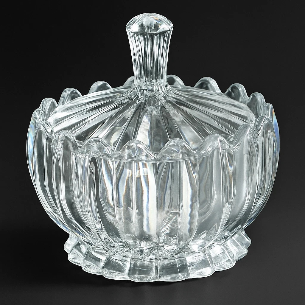 Candy Jar with Lid Clear Crystal Style Storage Bowl for Sweets 1 count