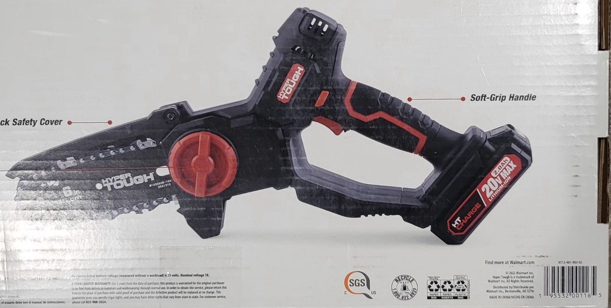 Hyper Tough 20-Volt 6-inch Mini Chainsaw w/Battery & Charger HT13