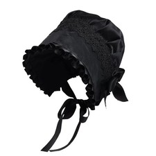 BPURB Women's Mob Cap Victorian Housemaid Bonnet Pilgrim Hat One Size, Black