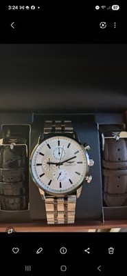 New:Gianello Bravix Two Tone Men's Chronograph Watch Set, 3 Interchangeable 