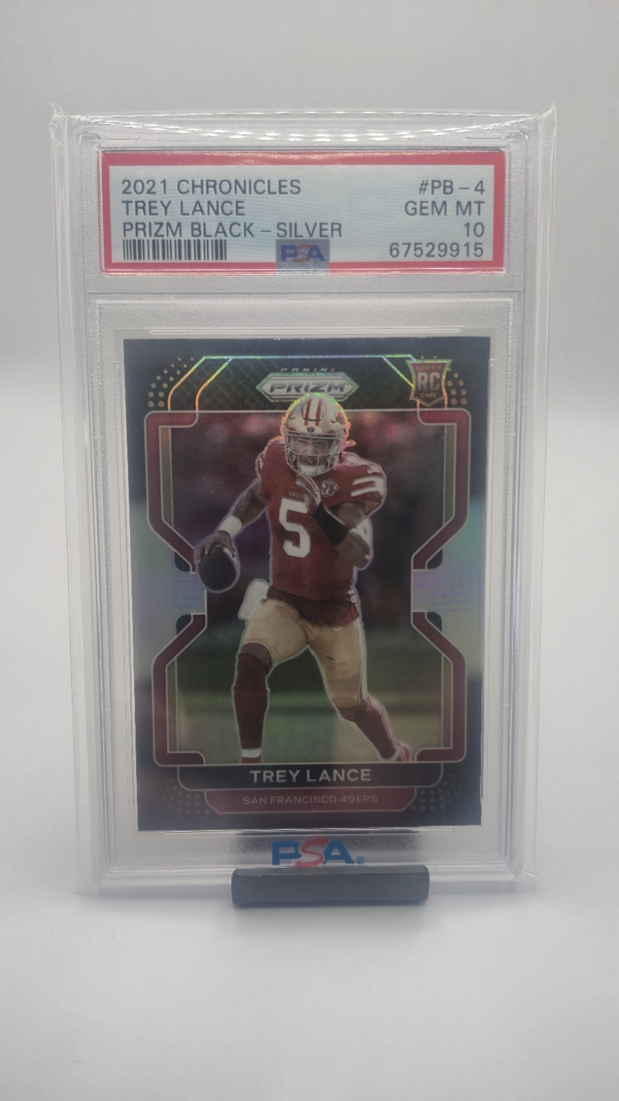 2021 Panini Chronicles - Prizm Black-SILVER PRIZM Trey Lance #PB-4 (RC) PSA 10