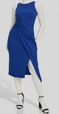 Siena Women's Blue Sleeveless Ruched Side-Twist MIDI Dress Size XS