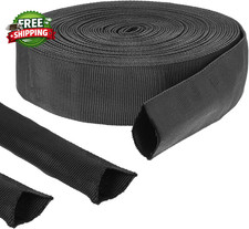 33 FT Nylon Hydraulic Hose Protector Sleeve Black Protective Cover Hose Sheath