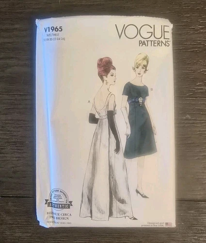 Vogue Pattern V1965 - Misses' Evening Dress - Vintage 1963  Sewing  18-26