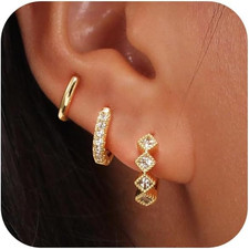 Gold Hoop Earrings Set for Women Trendy, 14K Gold Plated Chunky Hypoallergenic S