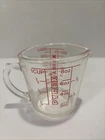 Vintage Pyrex 508 Measure Cup-1 Cup/8oz-Red Lettering/Closed-D Handle