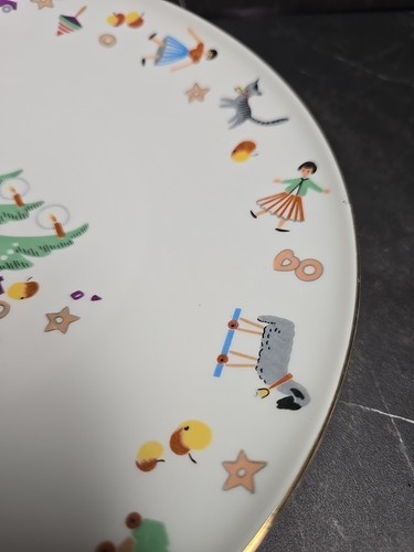 Vtg Heinrich H & Co Selb Germany Christmas Plate Gold Rim Tree Gifts Candles - Picture 2 of 5