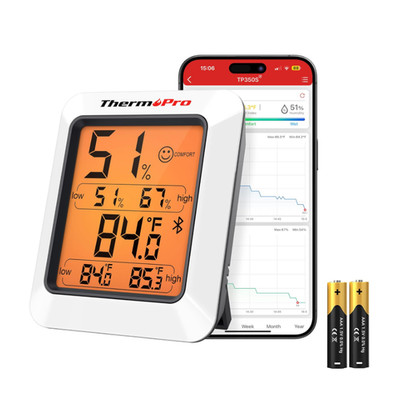 TempPro TP350 Bluetooth Thermometer Hygrometer 80M Digital Innenraum 1 Stück